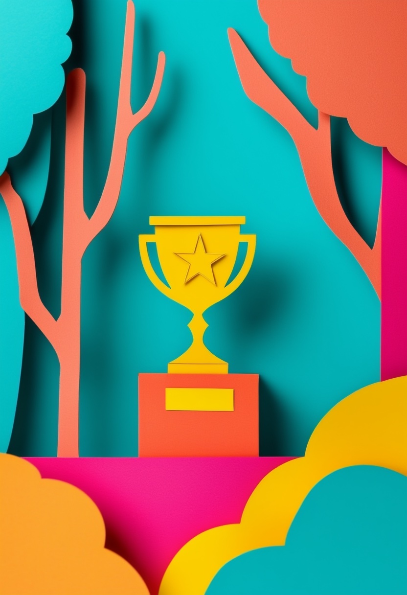 Vibrant Trophy Celebration