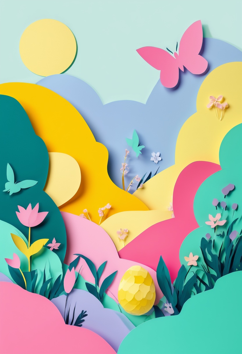 Whimsical Paper Butterfly Meadow